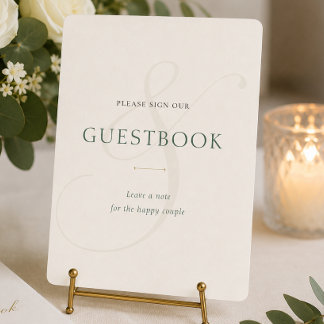 Letrero de Libro de Invitados de Boda Elegante Ver
