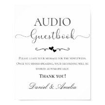 Letrero de libro de visitas de audio de boda, Letr