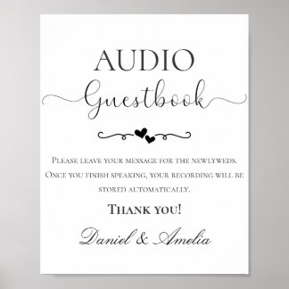 Letrero de libro de visitas de audio de boda, Letr