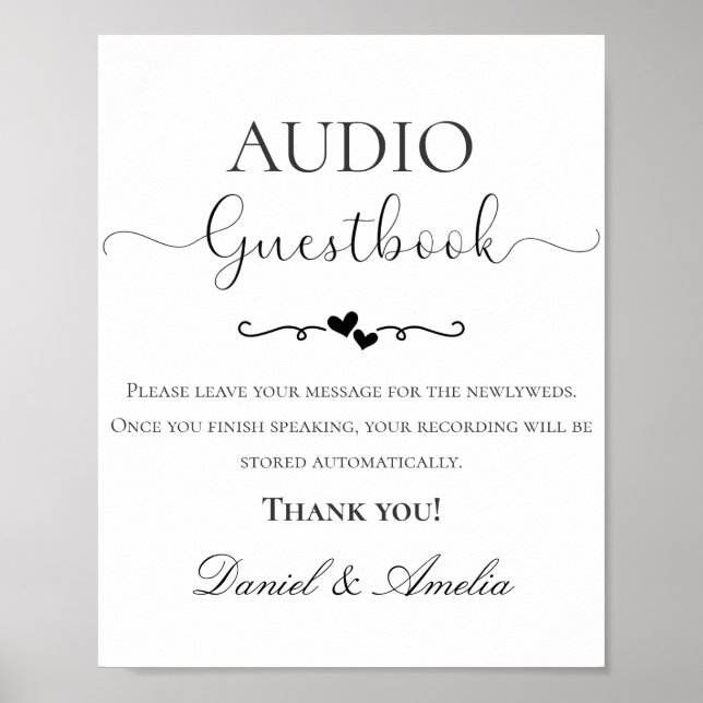 Letrero de libro de visitas de audio de boda, Letr (Frente)