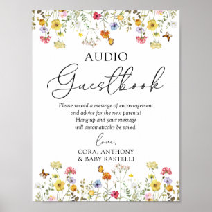 Letrero de libro de visitas de audio para baby sho