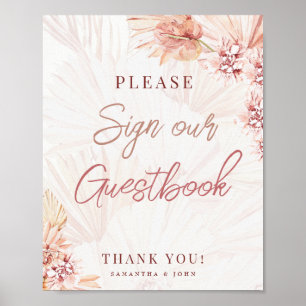 Letrero de libro de visitas de boda Boho Bohemian