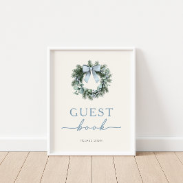 Letrero de libro de visitas de bosque invernal