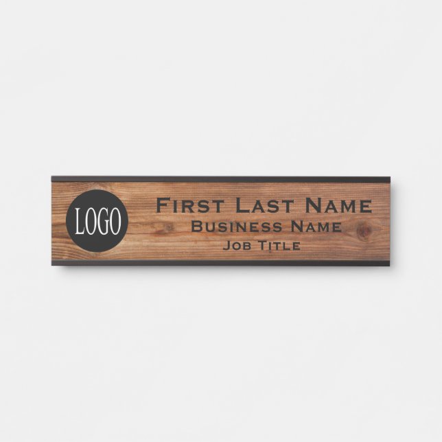 Letrero de madera rústica para puerta de oficina c (Anverso)