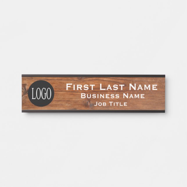 Letrero de madera rústica para puerta de oficina c (Anverso)