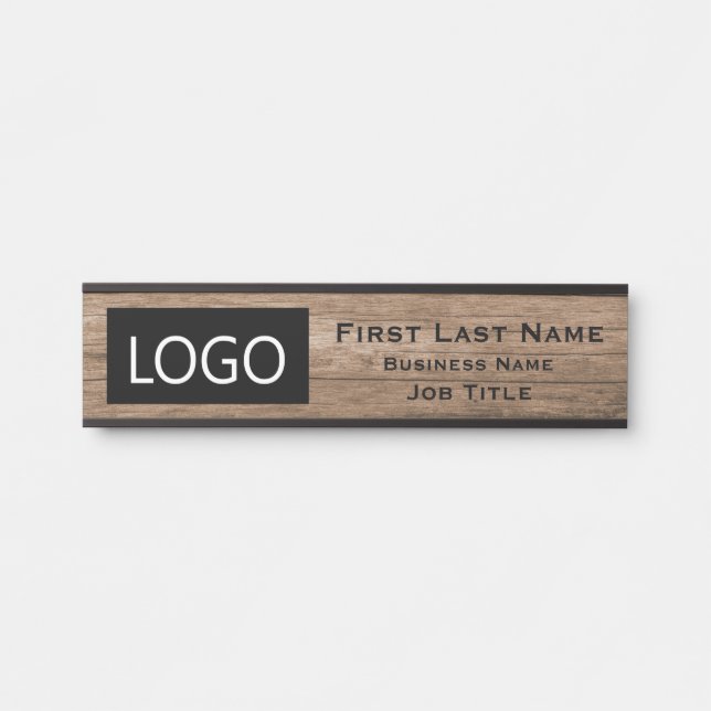Letrero de madera rústica para puerta de oficina c (Anverso)
