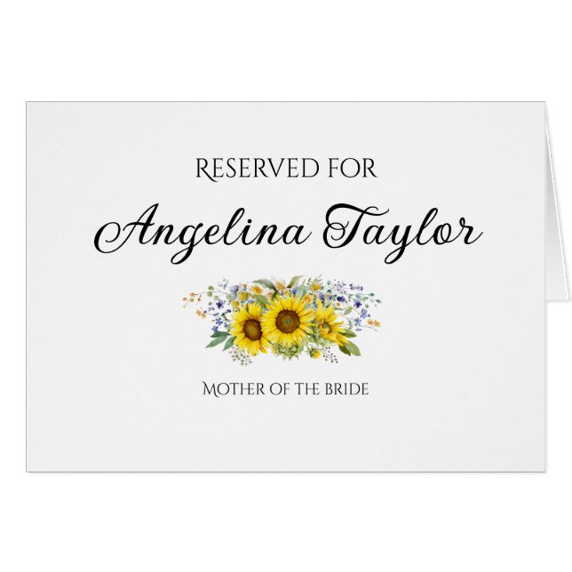 Letrero de mesa de boda con acuarela de girasol (Anverso (Horizontal))