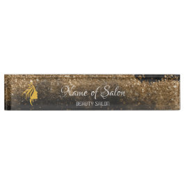 Letrero de mesa de oro y negro Placa de nombre de 