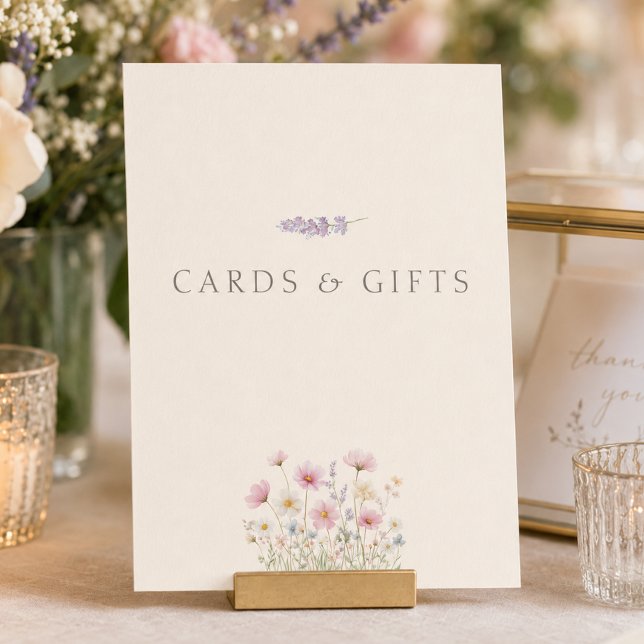Letrero de Mesa de Tarjetas y Regalos de Bodas con (Wildflowers Wedding Cards & Gifts Table Sign)