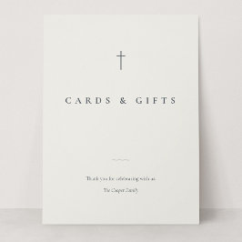 Letrero de mesa de tarjetas y regalos de cruz mini