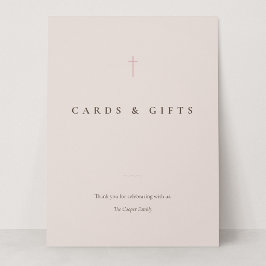Letrero de mesa de tarjetas y regalos de cruz mini