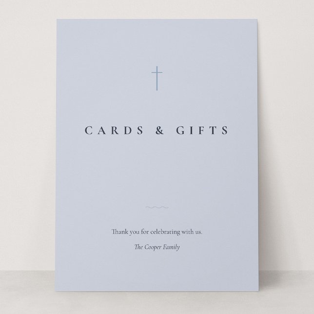 Letrero de mesa de tarjetas y regalos Grace Blue M (Grace | Blue - 6.5 x 8.75" Cards & Gifts Card Sign)