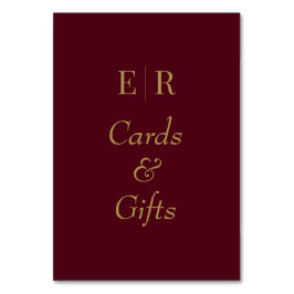 Letrero de mesa para tarjetas y regalos con monogr