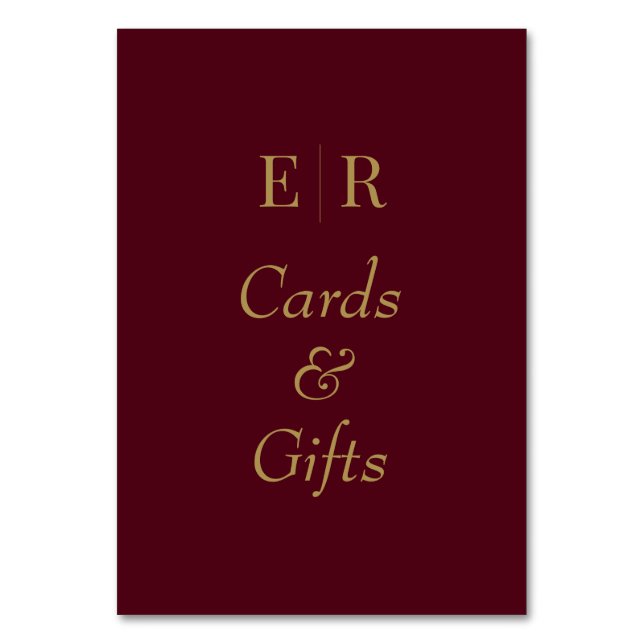 Letrero de mesa para tarjetas y regalos con monogr (Anverso)