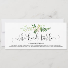 Letrero de mesa principal de boda, guirnalda y esc