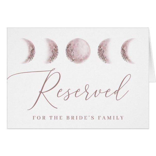 Letrero de Mesa Reservada Luna Rosada. Boda Celest (Anverso (Horizontal))
