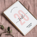 Letrero de número de mesa con caligrafía elegante<br><div class="desc">Completa la decoración de tu evento privado o empresarial con este elegante letrero de número de mesa rosa claro. Esta tarjeta de números de mesa femenina presenta un número grande en rosa pálido y fuentes de caligrafía elegantes, ideal para usar en la función de su empresa, recaudación de fondos benéficos,...</div>