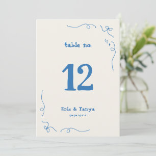 Letrero de Número de Mesa de Boda 5x7 Dibujado a M