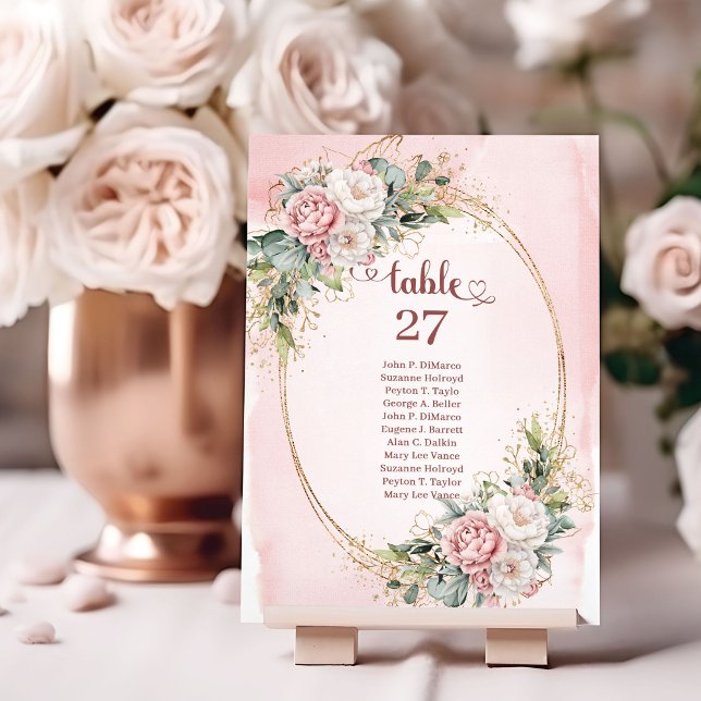 Letrero de número de mesa de boda de eucalipto en  (Rose Gold Eucalyptus Wedding Table Number Sign)