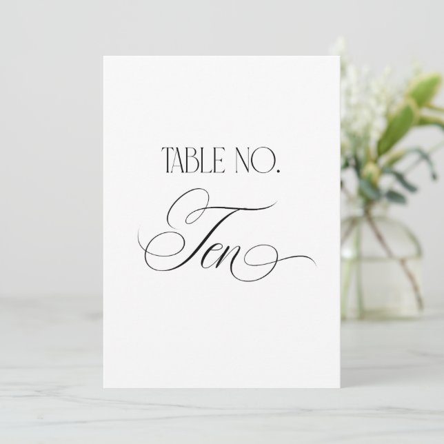 Letrero de número de mesa de boda Luxe Script 5x7  (Anverso de pie)