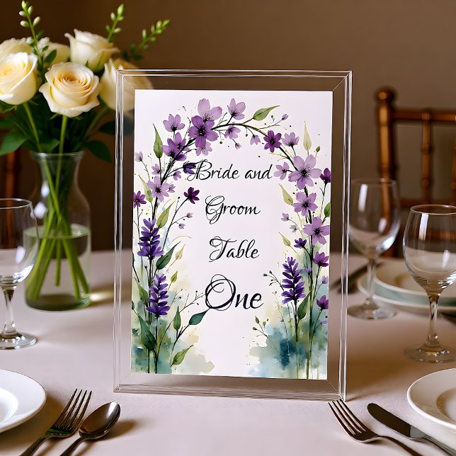 Letrero de número de mesa floral lila lavanda (Subido por el creador)