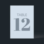 Letrero de número de mesa moderno azul claro suave<br><div class="desc">Esta tarjeta de número de mesa tiene un fondo azul suave con un número en negrita y letras limpias: simple,  bonita y fácil de mezclar y combinar. El número es totalmente editable para que puedas configurar cada mesa en minutos.</div>
