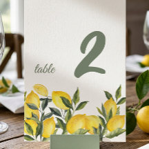 Letrero de número de mesa personalizado de limón I