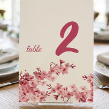 Letrero de Número de Mesa Personalizado Flor de Ce