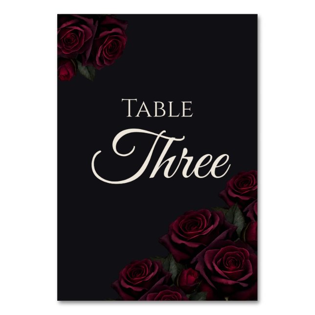 Letrero de número de mesa Rosa de terciopelo (Anverso)