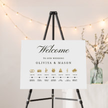 Letrero de orden de eventos de boda elegante y min