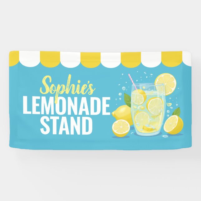 Letrero de pancarta de puesto de limonada con nomb (Horizontal)