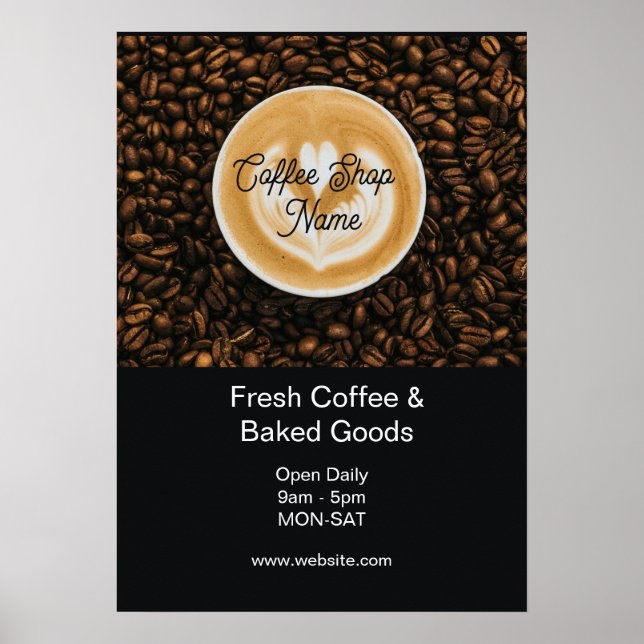 Letrero de pancarta para cafetería | Póster de gra (Frente)