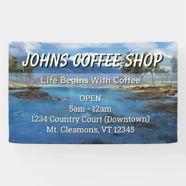 Letrero de pancarta personalizado para cafetería (Horizontal)