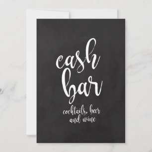 Letrero de Pizarra de Bodas Asequible Cash Bar