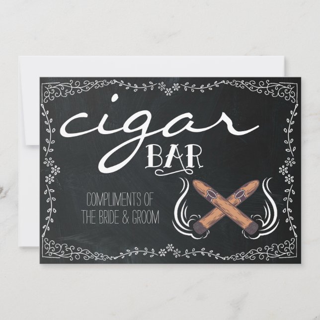 Letrero de pizarra para boda | Bar de cigarros (Anverso)