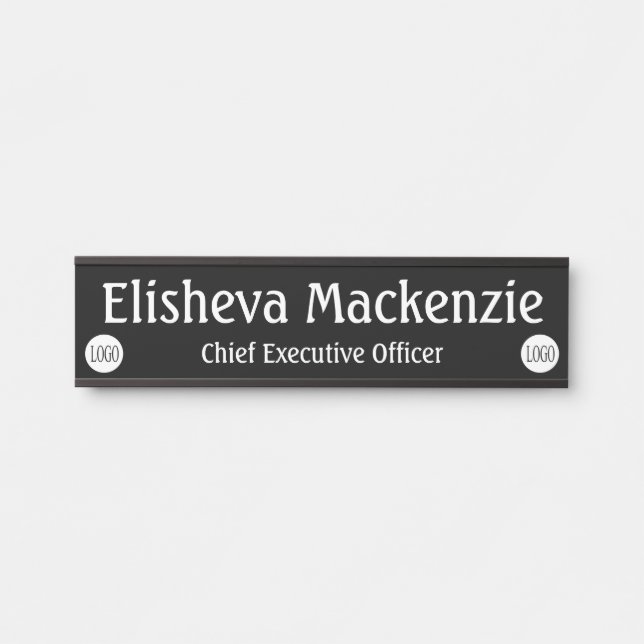 Letrero de Placa de Nombre en Puerta de Oficina -  (Anverso)