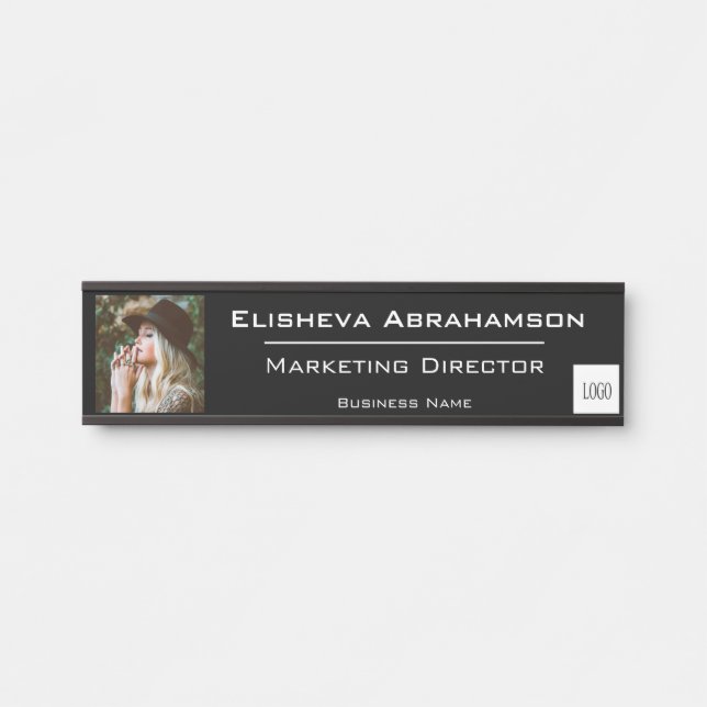 Letrero de Placa de Nombre en Puerta de Oficina -  (Anverso)