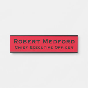 Letrero De Puerta Colgante Rojo Moderno Placa De N