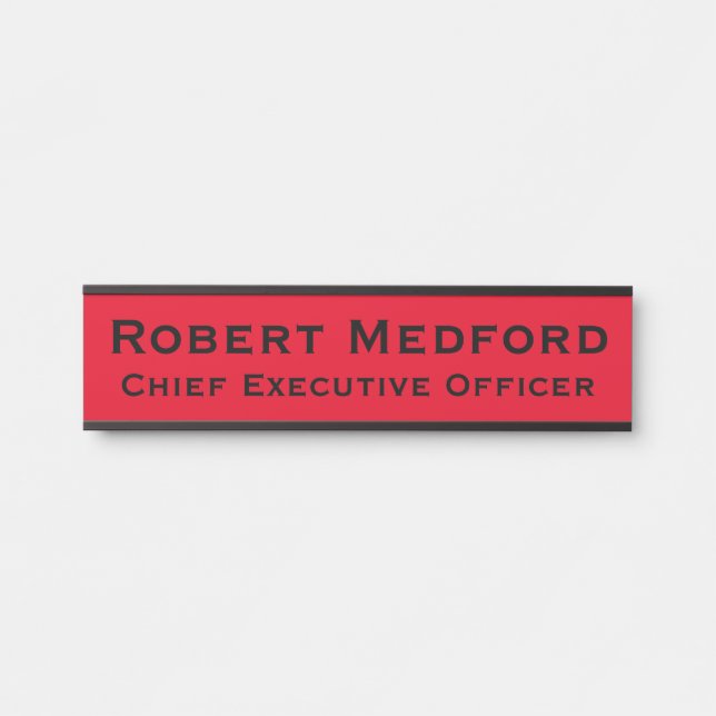 Letrero De Puerta Colgante Rojo Moderno Placa De N (Anverso)