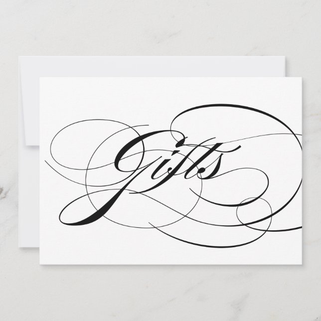 Letrero de regalos de boda con caligrafía elegante (Anverso)