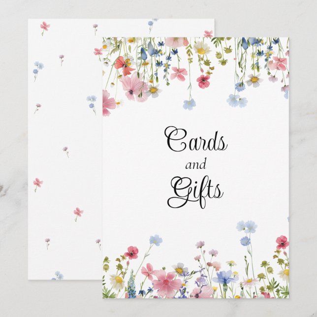 Letrero de regalos de flores silvestres Love in Bl (Anverso / Reverso)
