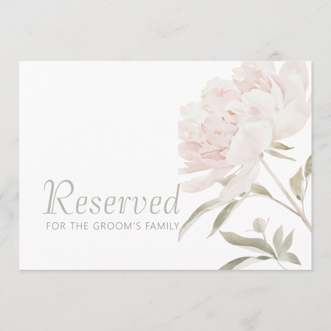 Letrero de Reserva de Boda de Peonía de Suave Rubo (Reverso)
