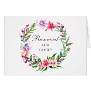 Letrero de reservado de boda floral tropical acuar