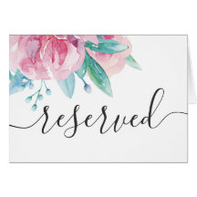 Letrero de reservado para boda floral con rubor ro