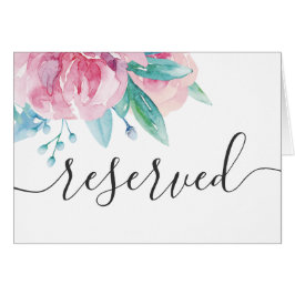 Letrero de reservado para boda floral con rubor ro