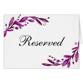Letrero de reservado para boda morada. Tarjeta de 