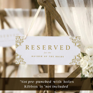 Letrero de Silla Reservada de Boda de Oro Simple E