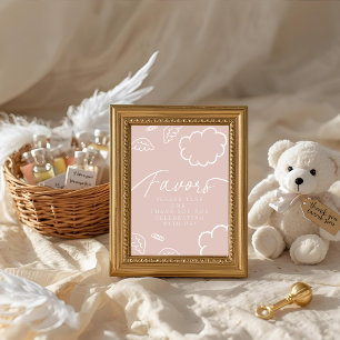 Letrero de tarjeta para mesa de favores rosa Littl