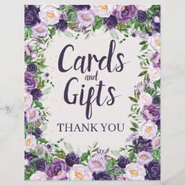 Letrero de Tarjetas Florales y Regalos Peonías Púr