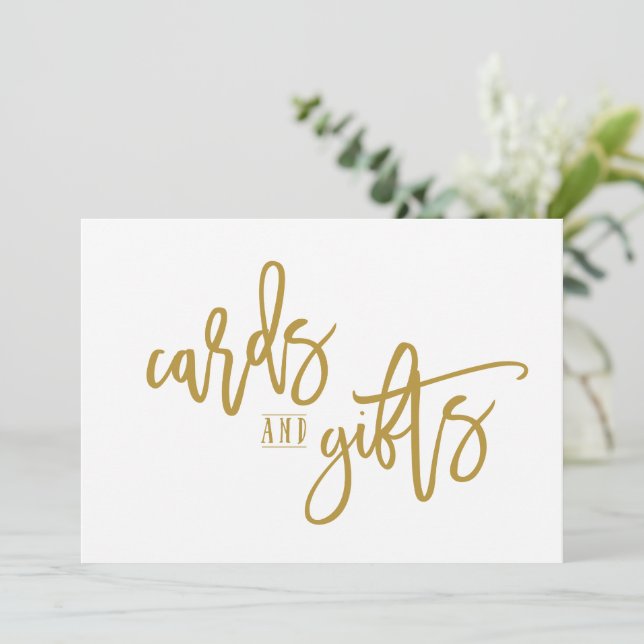 Letrero de Tarjetas y Regalos 5X7 -Letra Script co (Anverso de pie)